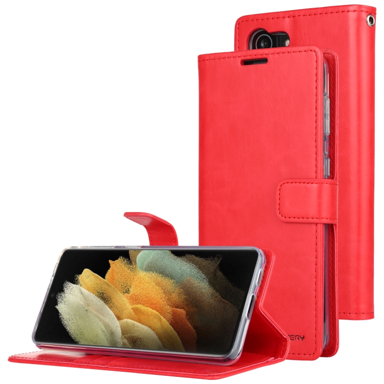 

For Samsung Galaxy S21 5G GOOSPERY BLUE MOON Crazy Horse Texture Horizontal Flip Leather Case With Bracket & Card Slot & Wallet(Red)