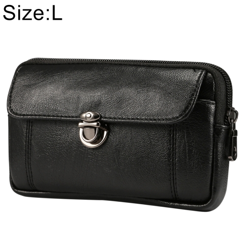 

Men Litchi Texture PU Universal Phone Horizontal Waist Bag, Size: L, For iPhone, Samsung, Galaxy Note9, Huawei, Xiaomi, HTC, Sony, Lenovo and other 6.0~6.3 inch Smartphones(Black)
