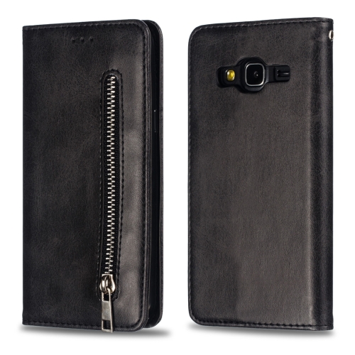 

Calf Texture Zipper Magnetic Horizontal Flip Leather Case for Galaxy J310 / J3, with Wallet & Holder & Card Slots (Black)