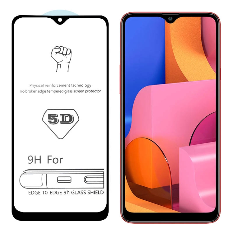 

For Galaxy A20s 9H 5D Full Glue Full Screen Tempered Glass Film