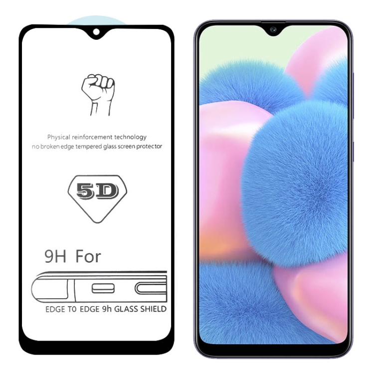 

For Galaxy A30s 9H 5D Full Glue Full Screen Tempered Glass Film