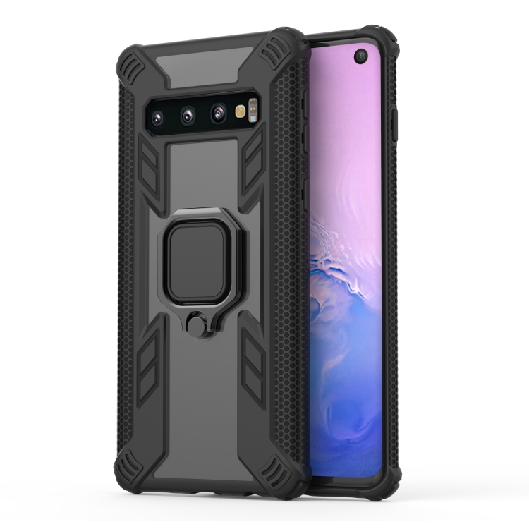 

Iron Warrior Shockproof PC + TPU Protective Case for Galaxy S10, with Ring Holder(Black)