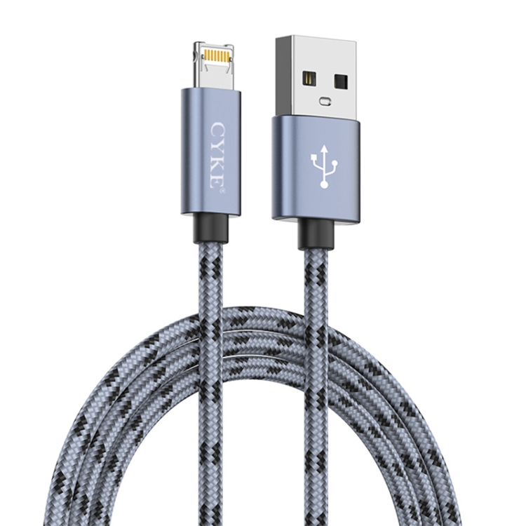 

CYKE 2.4A 2 in 1 8 Pin + Micro USB Nylon Braided Charging Transmission Data Cable(Grey)