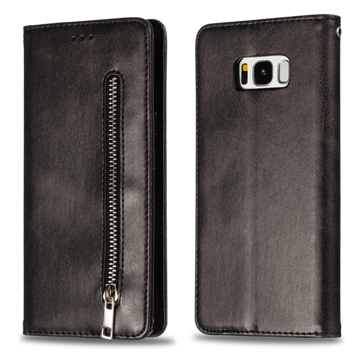 

Calf Texture Zipper Magnetic Horizontal Flip Leather Case for Galaxy S8+, with Wallet & Holder & Card Slots (Black)