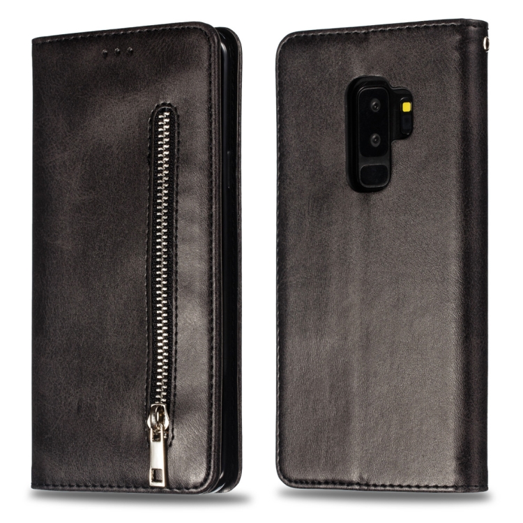 

Calf Texture Zipper Magnetic Horizontal Flip Leather Case for Galaxy S9+, with Wallet & Holder & Card Slots (Black)