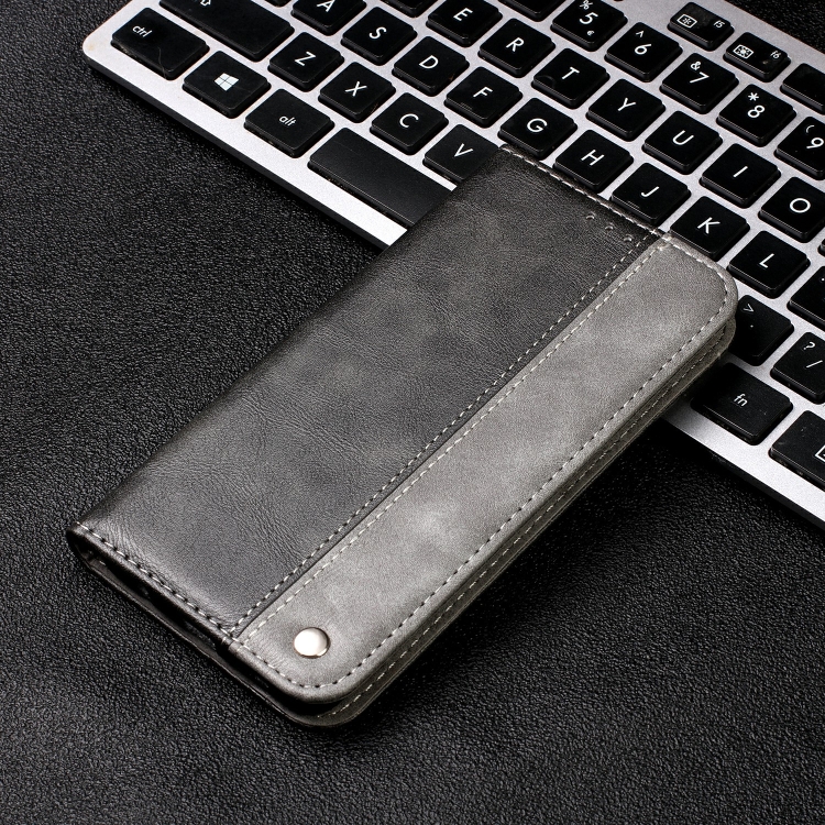 

Business Solid Color Stitching Horizontal Flip Leather Case for Galaxy A6 (2018), with Holder & Card Slots & Wallet & Lanyard(Grey)