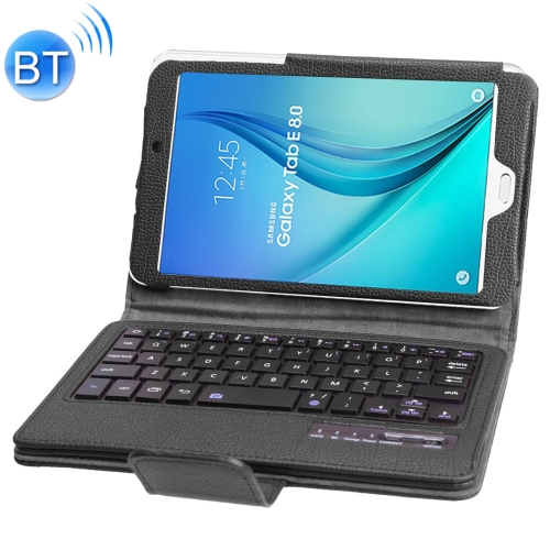 

T377 For Galaxy Tab E 8.0 T377 Detachable Plastic Bluetooth Keyboard + Litchi Texture PU Leather Cover with Holder (Black)