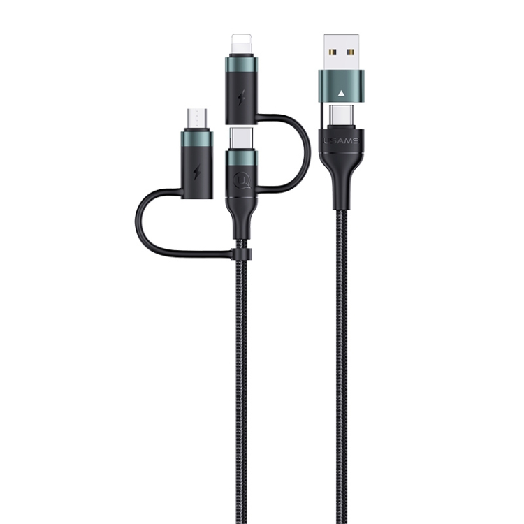 

USAMS US-SJ547 U62 USB + Type-C / USB-C toType-C / USB-C + 8 Pin + Micro Aluminum Alloy PD Fast Charging Data Cable, Length: 1.2m(Green)
