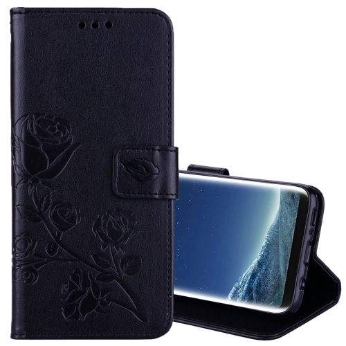 

For Galaxy S8 + / G955 Roses Pressed Flower Pattern Horizontal Flip Leather Case with Holder & Card Slots & Wallet (Black)