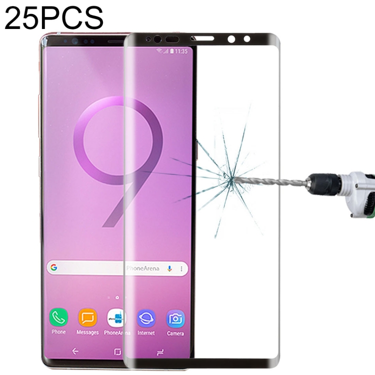 

25 PCS 0.26mm 9H Surface Hardness 3D Curved Edge Full Screen Tempered Glass Film for Galaxy Note 9