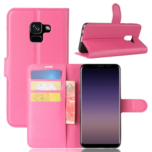 

For Galaxy A8 (2018) Litchi Texture Horizontal Flip Leather Case with Holder & Card Slots & Wallet(Magenta)