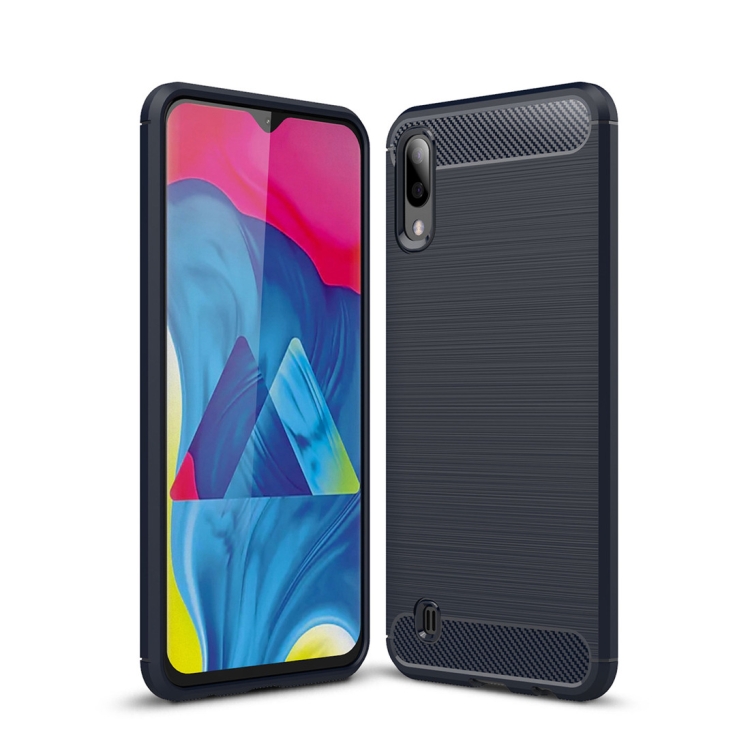 

Brushed Texture Carbon Fiber Shockproof TPU Case for Galaxy M10(Navy Blue)
