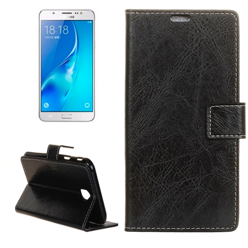 

For Galaxy J7 (2017) (EU Version) Retro Crazy Horse Texture Horizontal Flip Leather Case with Holder & Card Slots & Wallet & Photo Frame(Black)