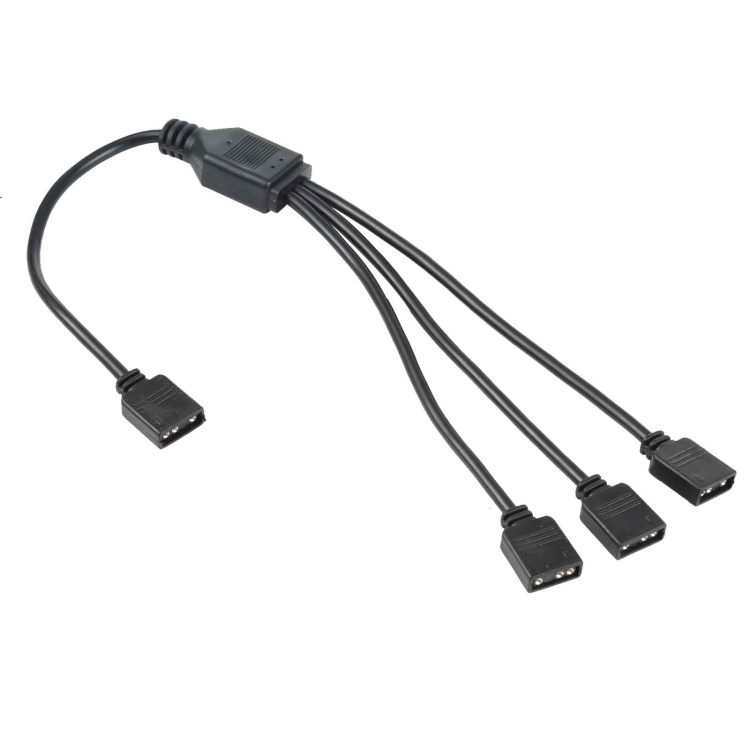 

3 Pin 5V 1 to 3 Motherboard AURA RGB PC Cooling Extension Cable for Asus (Black)