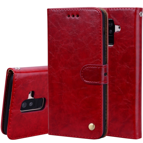 

Business Style Oil Wax Texture Horizontal Flip Leather Case for Galaxy A6 Plus (2018), with Holder & Card Slots & Wallet (Red)