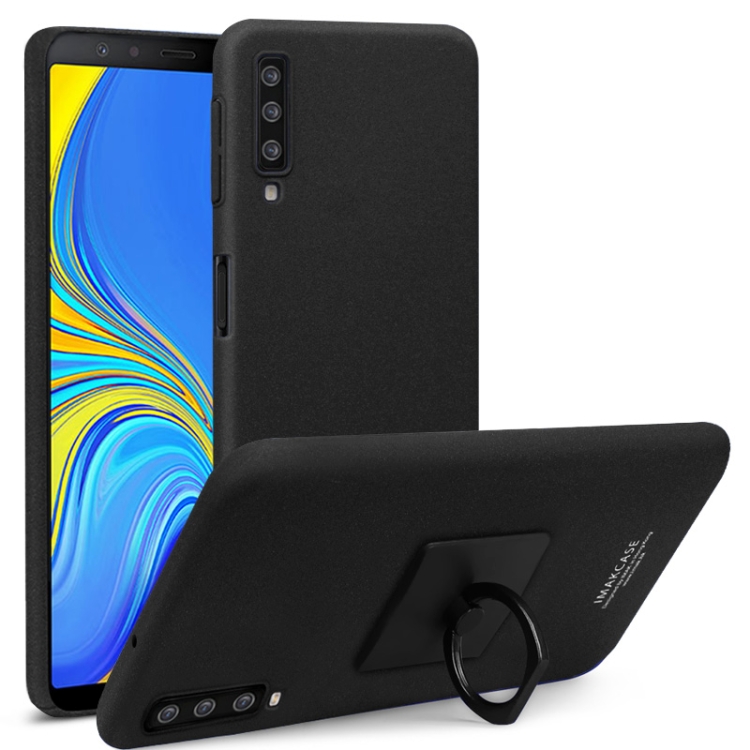 

IMAK Matte Touch Cowboy PC Case for Galaxy A7 (2018), with Holder & Screen Sticker (Black)