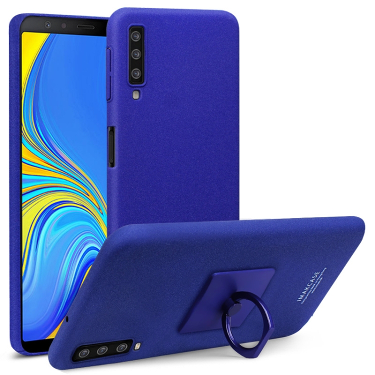 

IMAK Matte Touch Cowboy PC Case for Galaxy A7 (2018), with Holder & Screen Sticker (Blue)