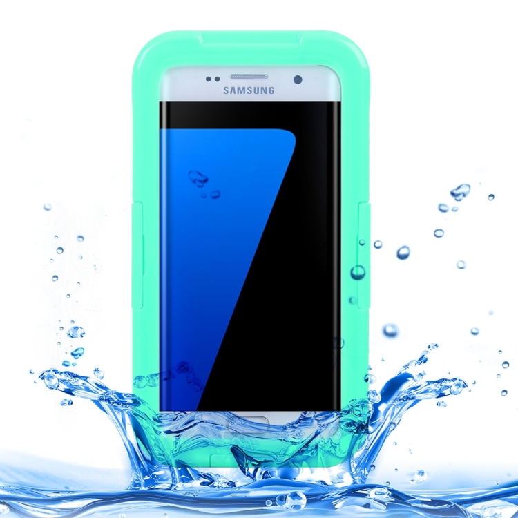 

For Galaxy S7 Edge / G935 IPX8 Plastic + Silicone Transparent Waterproof Protective Case with Lanyard(Green)