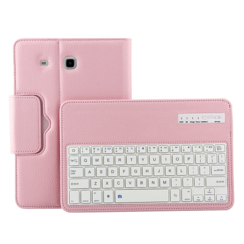 

For Galaxy Tab E 9.6 / T560 2 in 1 Detachable Bluetooth Keyboard Litchi Texture Leather Case with Holder(Pink)