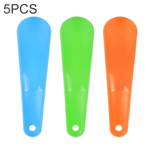 

5 PCS 019 Plastic Shoehorn Household Shoes Auxiliary Shoe Puller, Specification: Curved, Color Random Delivery