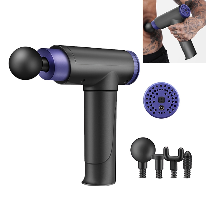 

Fitness Mini Body Massage Band Massage Guns Rechargeable Deep Tissue Muscle Massager Plug-in Button Type With 4 Massage Heads, Specifications: Button (Black)