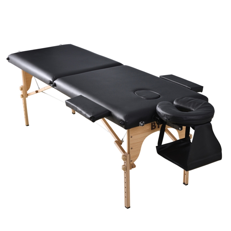

[JPN Warehouse] Seven-stage Height-adjustable Folding Therapeutic Massage Bed with Armrests and Headrest, Size: 186 x 72.5cm, Height Range: 42-61cm(Black)