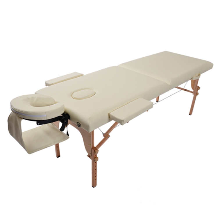

[JPN Warehouse] Seven-stage Height-adjustable Folding Therapeutic Massage Bed with Armrests and Headrest, Size: 186 x 72.5cm, Height Range: 42-61cm(Beige)