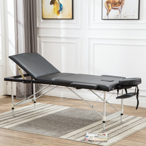 

[US Warehouse] 84 inch Portable Foldable PU Massage Bed Sofa Bed(Black)