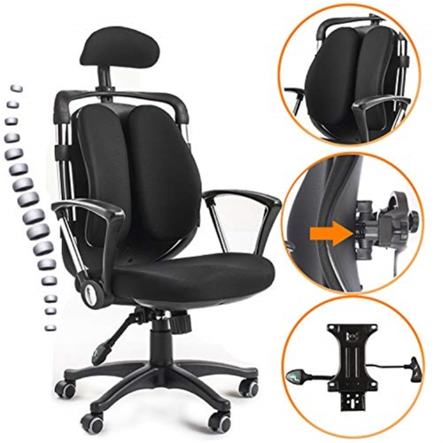 

[US Warehouse] Ergonomic Office Chairs Computer High Back Swivel Chairs with Adjustable Headrest & Back Support(Black)