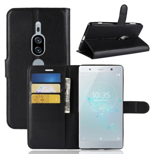 

Litchi Texture Horizontal Flip Leather Case for Sony Xperia XZ2 Premium , with Wallet & Holder & Card Slots(Black)