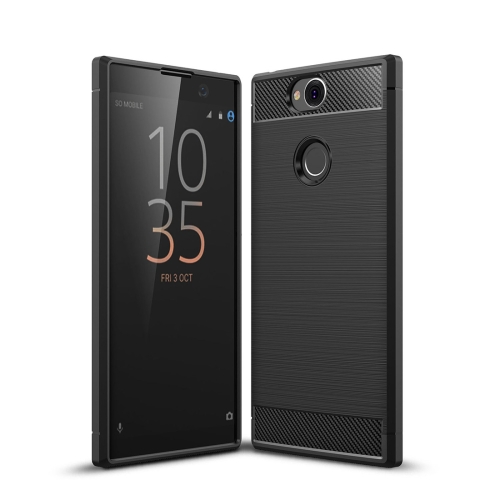 

Brushed Texture Carbon Fiber Shockproof TPU Protective Back Case for Sony Xperia XA2 Plus (Black)