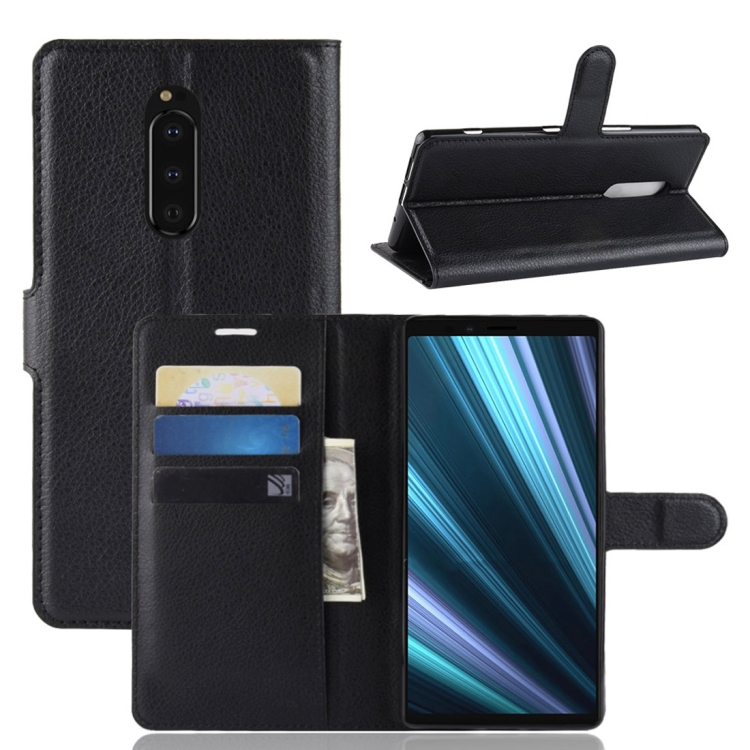 

Litchi Texture Horizontal Flip Leather Case for Sony Xperia XZ4 / Xperia 1, with Wallet & Holder & Card Slots(Black)