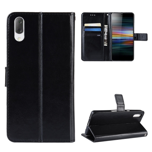 

Retro Crazy Horse Texture Horizontal Flip Leather Case for Sony Xperia L3, with Holder & Card Slots & Wallet & Lanyard (Black)