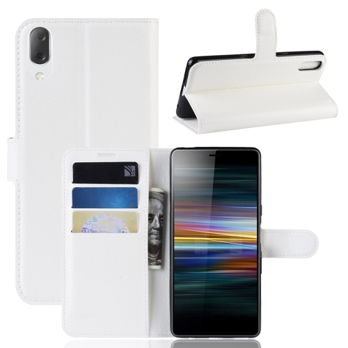 

Litchi Texture Horizontal Flip Leather Case for Sony Xperia L3, with Wallet & Holder & Card Slots (White)