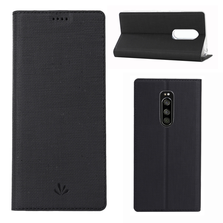 

ViLi Texture PU Leather Case for SONY Xperia 1 / Sony Xperia XZ4 ,with Holder & Card Slots & Wallet (Black)