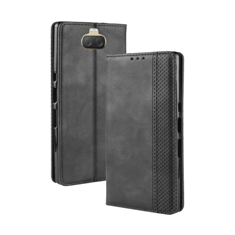 

Magnetic Buckle Retro Texture Horizontal Flip Leather Case for Sony Xperia 10 Plus, with Holder & Card Slots & Wallet (Black)
