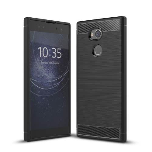 

For Sony Xperia XA2 Ultra Brushed Texture Carbon Fiber Shockproof TPU Protective Back Case(Black)