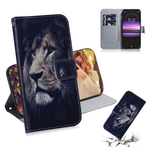 

Lion Pattern Coloured Drawing Horizontal Flip Leather Case for Sony Xperia 1, with Holder & Card Slots & Wallet