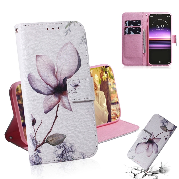 

Magnolia Flower Pattern Coloured Drawing Horizontal Flip Leather Case for Sony Xperia 1, with Holder & Card Slots & Wallet
