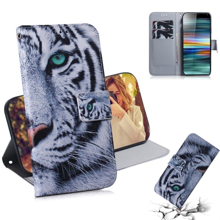 

Tiger Pattern Coloured Drawing Horizontal Flip Leather Case for Sony Xperia 10, with Holder & Card Slots & Wallet