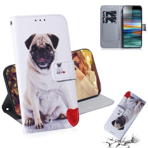 

Pug Pattern Coloured Drawing Horizontal Flip Leather Case for Sony Xperia 10, with Holder & Card Slots & Wallet