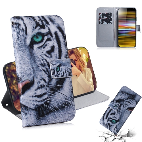 

Tiger Pattern Coloured Drawing Horizontal Flip Leather Case for Sony Xperia 10 Plus, with Holder & Card Slots & Wallet