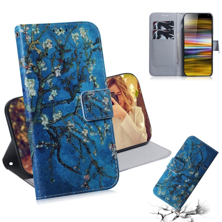 

Apricot Flower Pattern Coloured Drawing Horizontal Flip Leather Case for Sony Xperia 10 Plus, with Holder & Card Slots & Wallet
