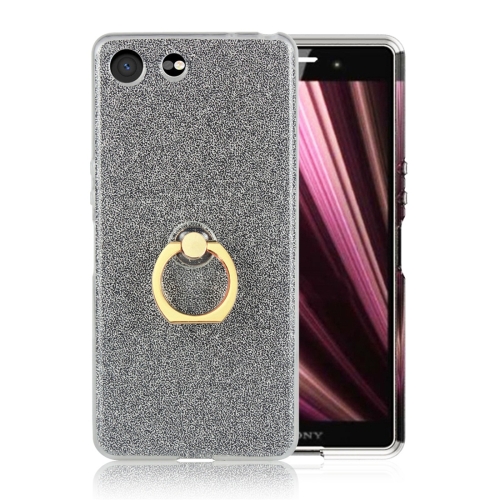 

Glittery Powder Shockproof TPU Protective Case for Sony Xperia XZ4 Compact, with 360 Degree Rotation Ring Holder (Black)