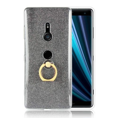 

Glittery Powder Shockproof TPU Case for Sony Xperia XZ3, with 360 Degree Rotation Ring Holder (Black)