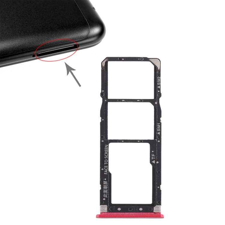 

2 x SIM Card Tray + Micro SD Card Tray for Xiaomi Redmi 6 Pro(Red)