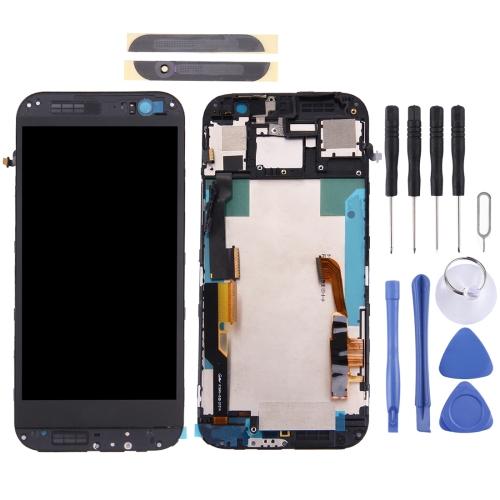 

LCD Screen and Digitizer Full Assembly with Frame & Front Glass Lens Cover for HTC One M8 (Top+Bottom)(Black)