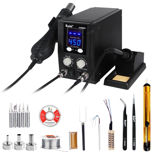 

Kaisi 8586+ SMD Rework Soldering Station Hot Air Gun Soldering Station Repair Welding Set PCB Desoldering Tool, EU Plug