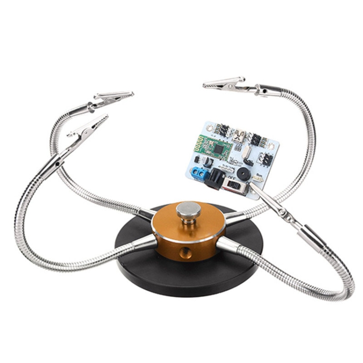 

Universal Metal Base Soldering Station PCB Fixture (4 Metal Arms + Round Iron Base + Aluminum Base) (Gold)