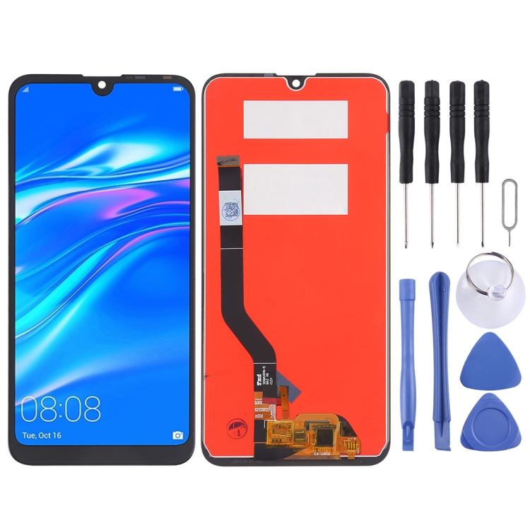 Black LCD Screen Mobile Phone and Digitizer Full Assembly with Frame for Huawei Y7 Prime 2019 Color : Black